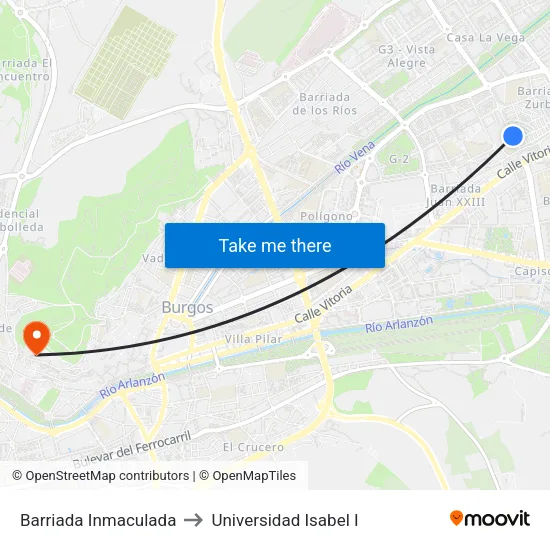 Barriada Inmaculada to Universidad Isabel I map