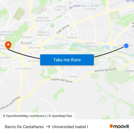 Barrio De Castañares to Universidad Isabel I map