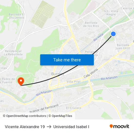 Vicente Aleixandre  19 to Universidad Isabel I map