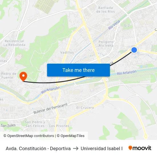 Avda. Constitución - Deportiva to Universidad Isabel I map