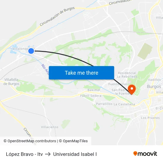 López Bravo - Itv to Universidad Isabel I map