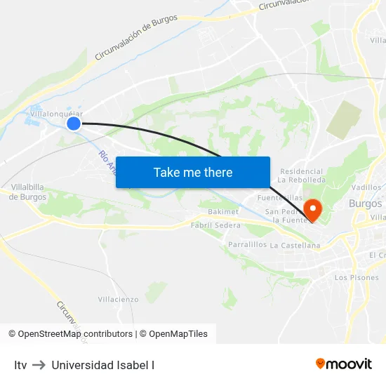 Itv to Universidad Isabel I map