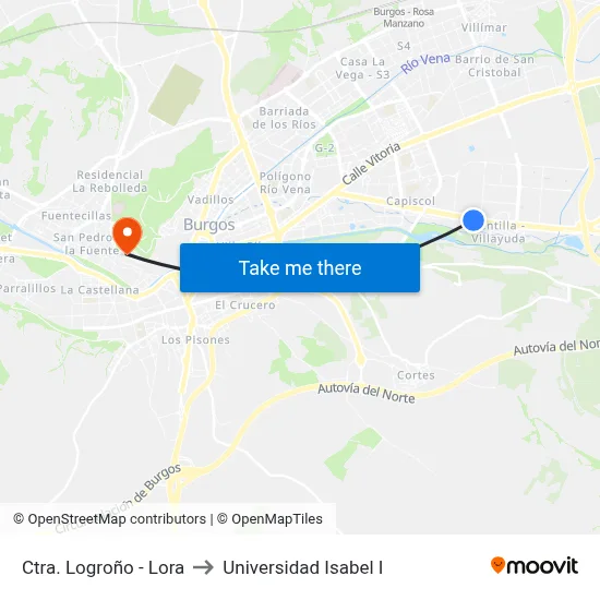 Ctra. Logroño - Lora to Universidad Isabel I map