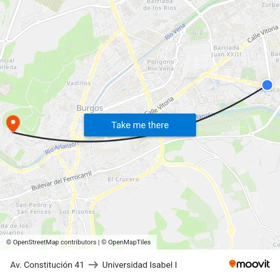 Av. Constitución 41 to Universidad Isabel I map