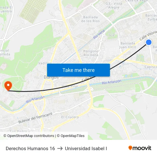 Derechos Humanos 16 to Universidad Isabel I map