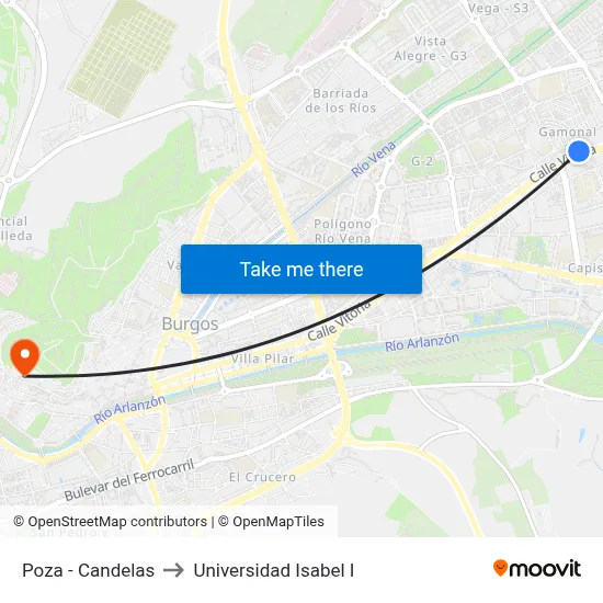 Poza - Candelas to Universidad Isabel I map