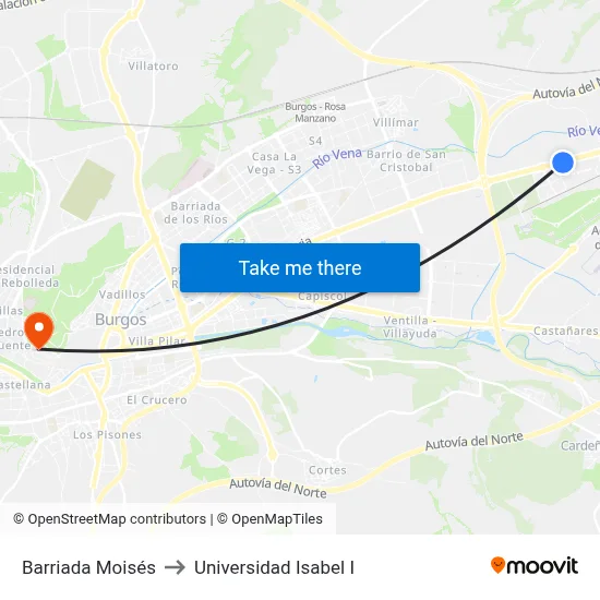 Barriada Moisés to Universidad Isabel I map