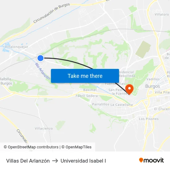 Villas Del Arlanzón to Universidad Isabel I map