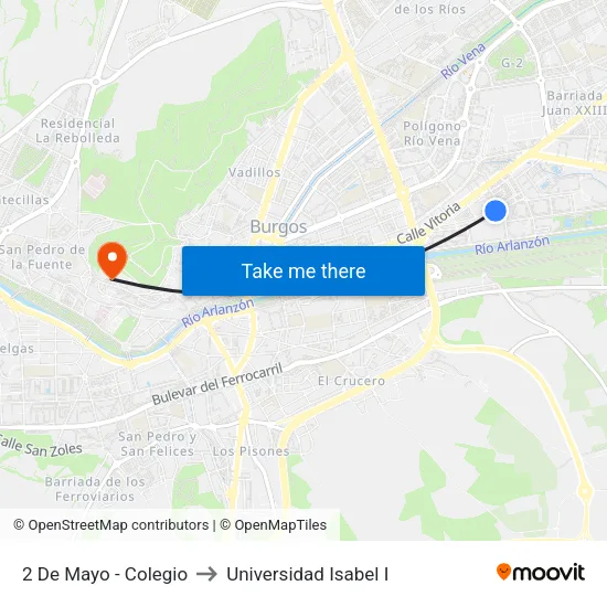 2 De Mayo - Colegio to Universidad Isabel I map