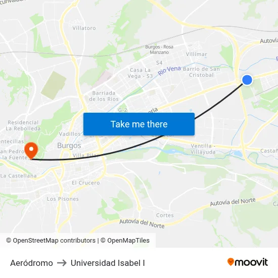 Aeródromo to Universidad Isabel I map