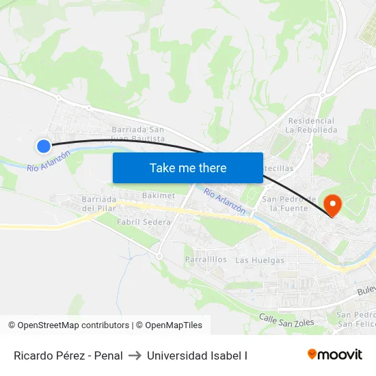 Ricardo Pérez - Penal to Universidad Isabel I map