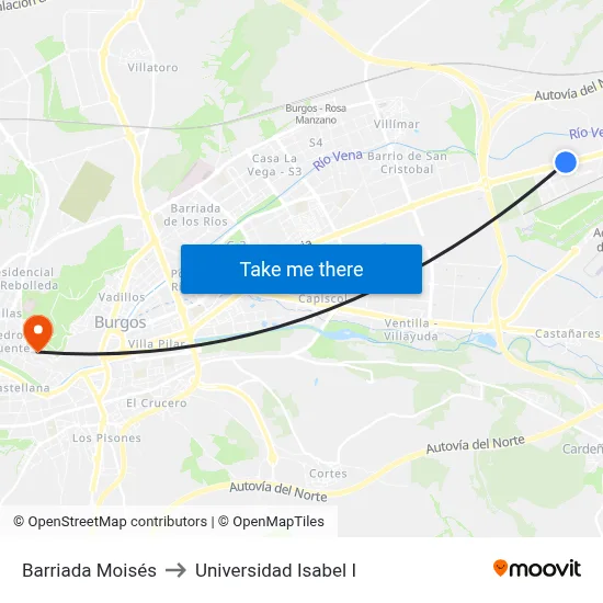 Barriada Moisés to Universidad Isabel I map
