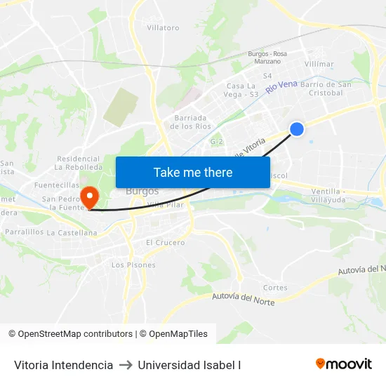Vitoria Intendencia to Universidad Isabel I map