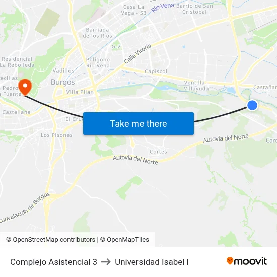 Complejo Asistencial 3 to Universidad Isabel I map