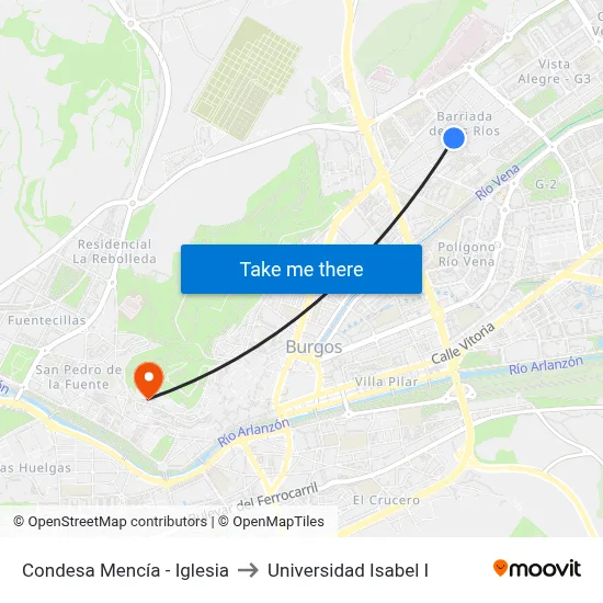 Condesa Mencía - Iglesia to Universidad Isabel I map