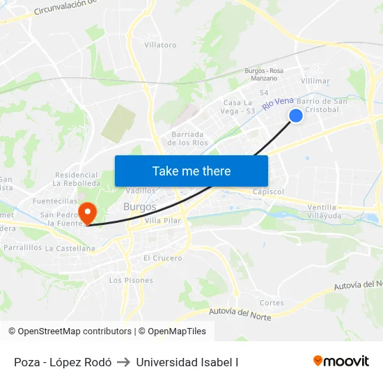 Poza - López Rodó to Universidad Isabel I map