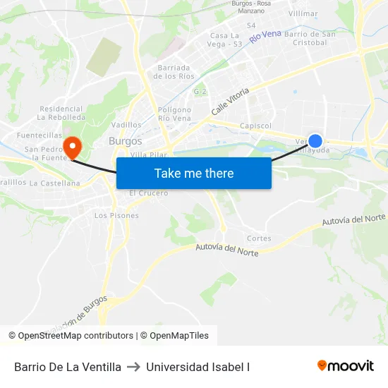 Barrio De La Ventilla to Universidad Isabel I map