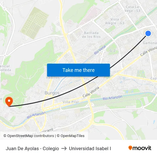 Juan De Ayolas - Colegio to Universidad Isabel I map