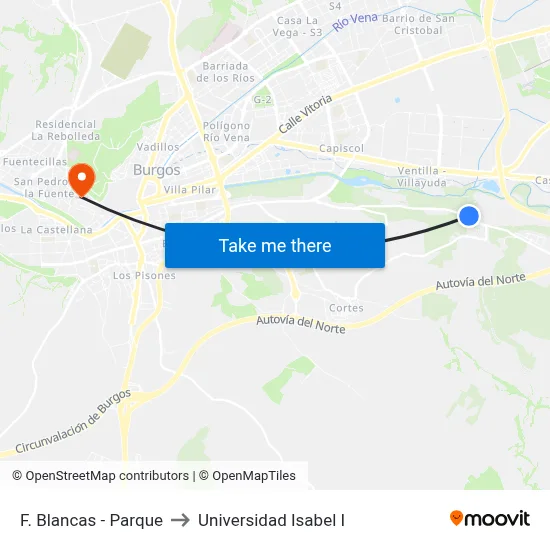 F. Blancas - Parque to Universidad Isabel I map