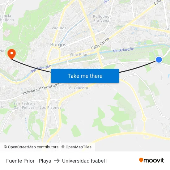 Fuente Prior - Playa to Universidad Isabel I map
