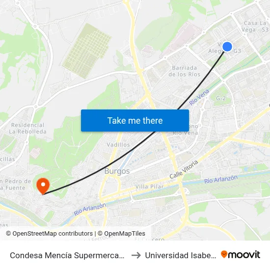 Condesa Mencía Supermercado to Universidad Isabel I map