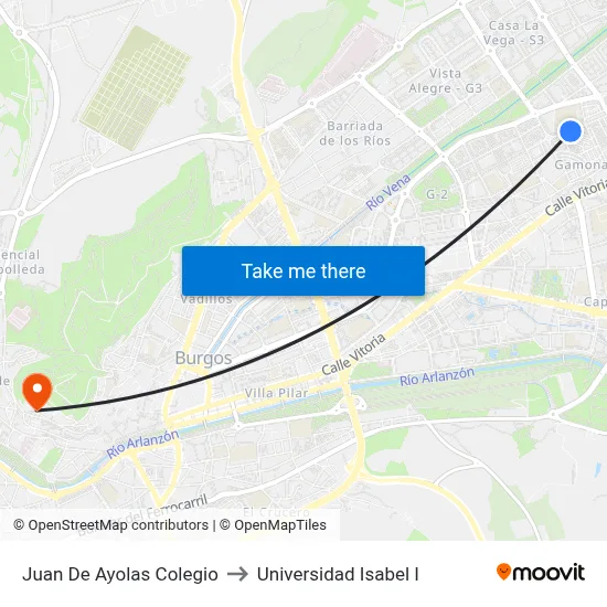 Juan De Ayolas Colegio to Universidad Isabel I map