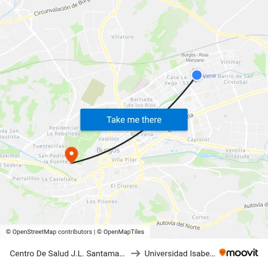 Centro De Salud J.L. Santamaría to Universidad Isabel I map