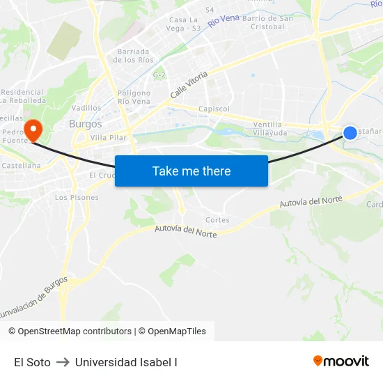 El Soto to Universidad Isabel I map