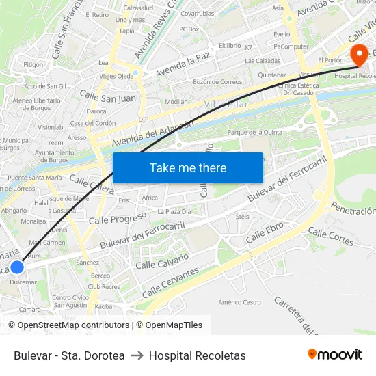 Bulevar - Sta. Dorotea to Hospital Recoletas map