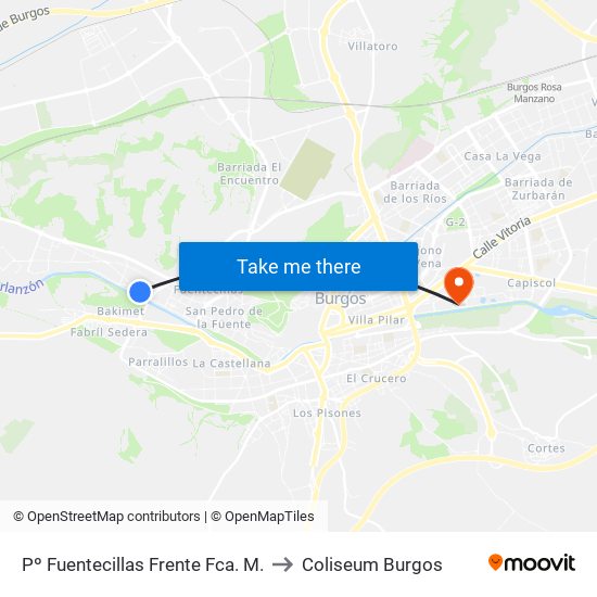 Pº Fuentecillas Frente Fca. M. to Coliseum Burgos map