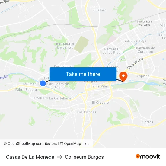 Casas De La Moneda to Coliseum Burgos map