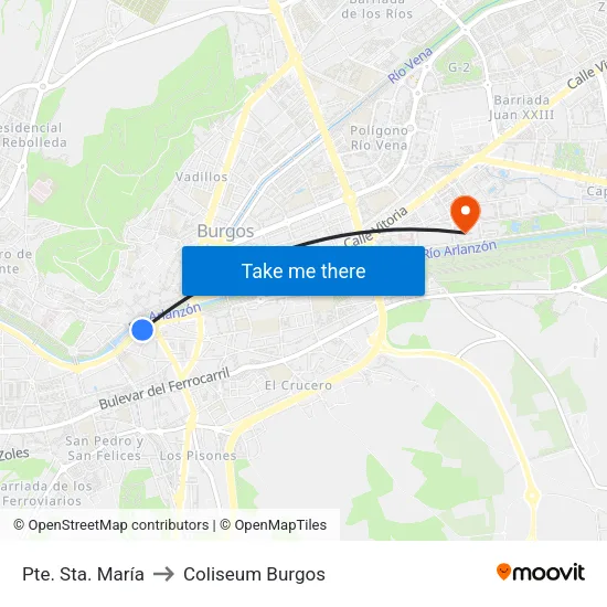 Pte. Sta. María to Coliseum Burgos map