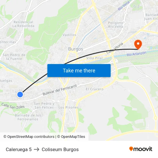 Caleruega 5 to Coliseum Burgos map