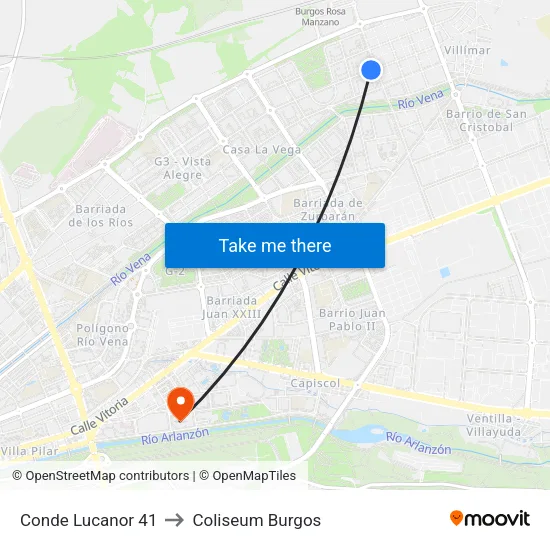 Conde Lucanor 41 to Coliseum Burgos map