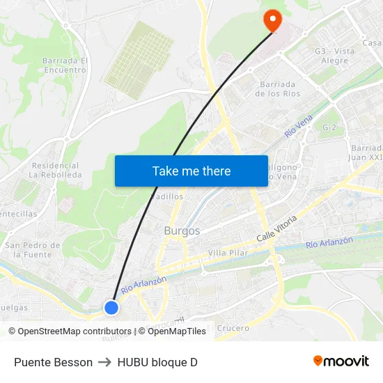 Puente Besson to HUBU bloque D map