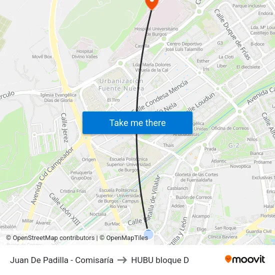 Juan De Padilla - Comisaría to HUBU bloque D map
