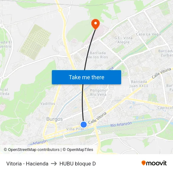 Vitoria - Hacienda to HUBU bloque D map