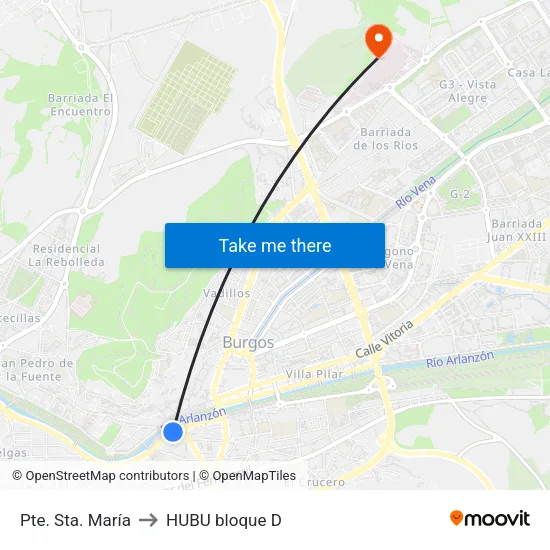 Pte. Sta. María to HUBU bloque D map