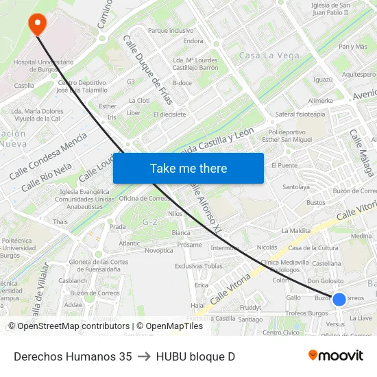 Derechos Humanos 35 to HUBU bloque D map