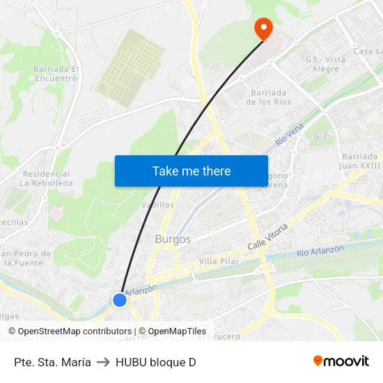 Pte. Sta. María to HUBU bloque D map