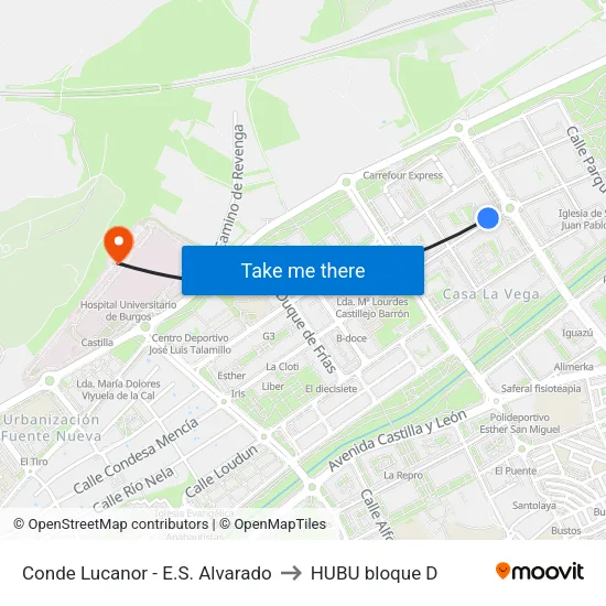 Conde Lucanor - E.S. Alvarado to HUBU bloque D map