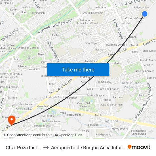 Poza - Instituto to Aeropuerto de Burgos Aena Informacion map