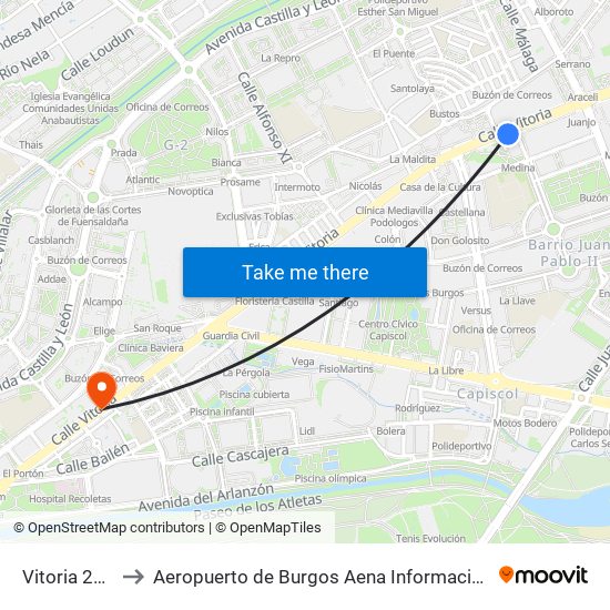 Vitoria 228 to Aeropuerto de Burgos Aena Informacion map