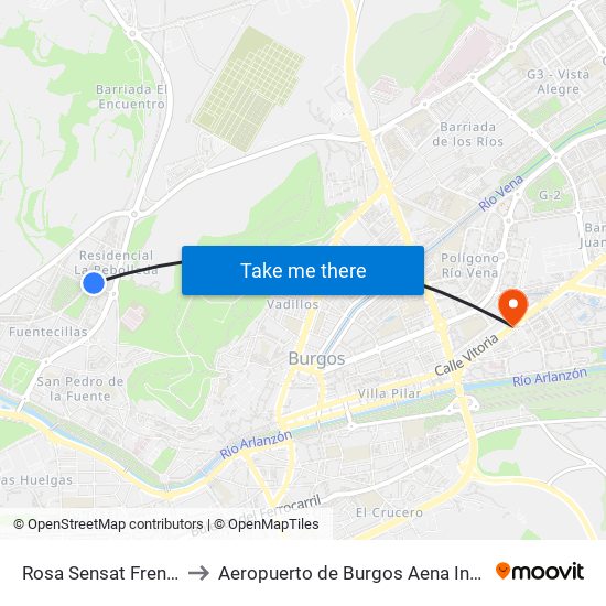 Rosa Sensat Frente Al 7 to Aeropuerto de Burgos Aena Informacion map