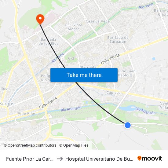 Fuente Prior to Hospital Universitario De Burgos map
