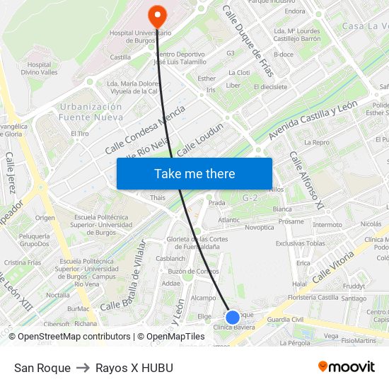 San Roque to Rayos X HUBU map