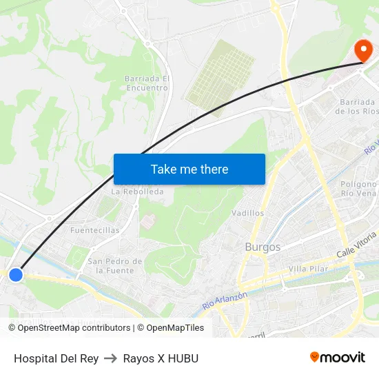 Hospital Del Rey to Rayos X HUBU map