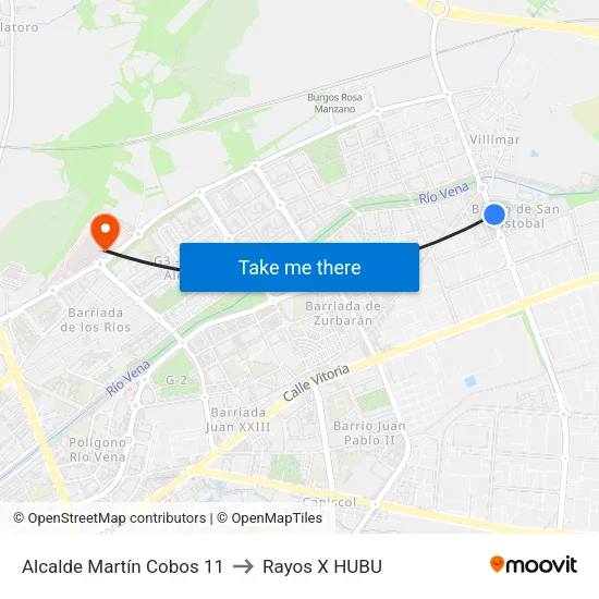 Alcalde Martín Cobos 11 to Rayos X HUBU map