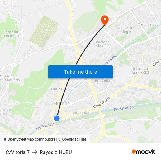 C/Vitoria 7 to Rayos X HUBU map