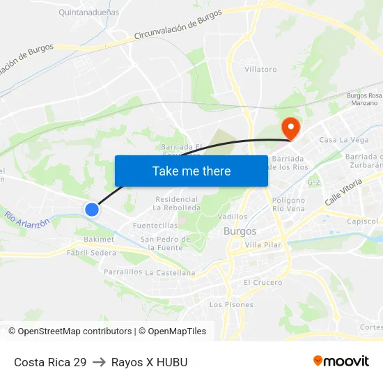 Costa Rica 29 to Rayos X HUBU map